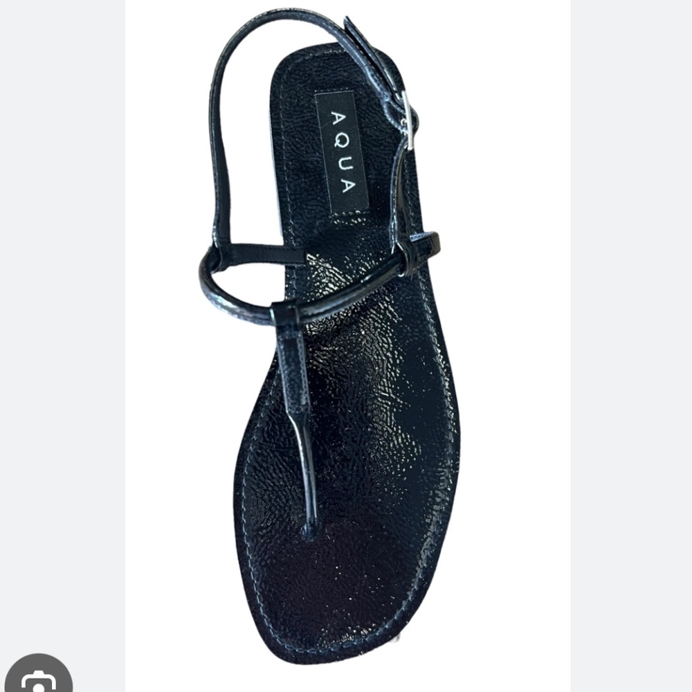 Aqua Shiny Black Women's Sandals
